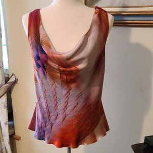 Georgio Armani 100% Silk Cowl Neck Sleeveless Top Size 6 US. Multi-color.